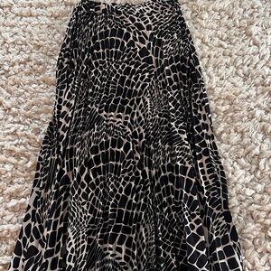 Garconne: Women's A-Line Animal Print Midi Skirt - Black & Beige